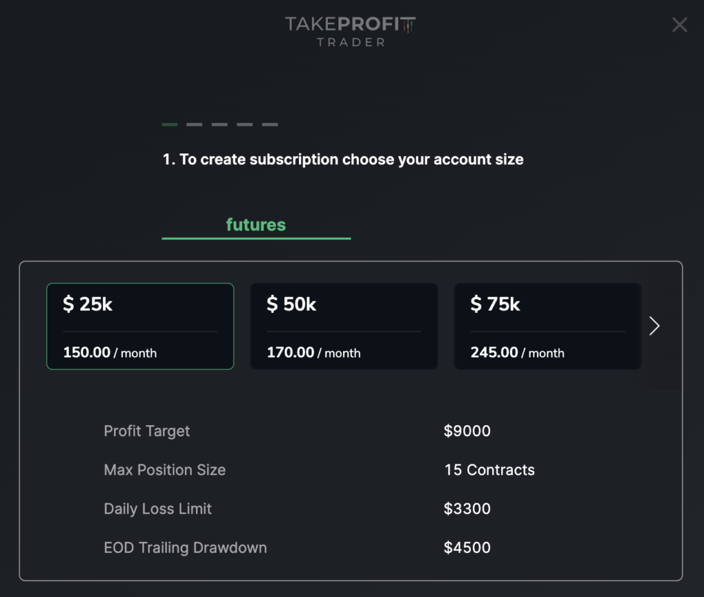 Assinatura plano Take Profit Trader
